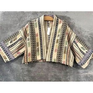 Andersen & Lauth Mattie Tapestry Woven Crop Kimono Jacket Western Aztec All Size